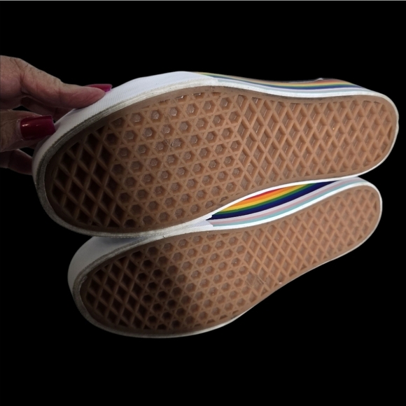 Vans Old Skool Stackform Pride Rainbow White Canvas Sneaker Shoes Size 8 - Picture 7 of 10